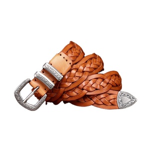 Nouvelle ceinture tressée en cuir pleine fleur, faite main, style chinois rétro, personnalisée, pour homme, avec boucle ardillon, idéale pour les loisirs et les tenues variées. - Product Image 4