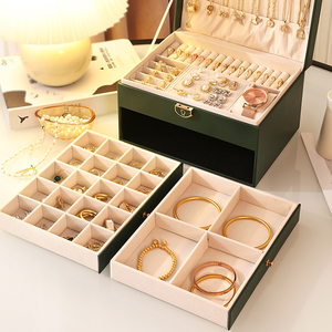 กล่องเครื่องประดับ Xingyou สำหรับผู้หญิงสาวแฟนหนังขนาดใหญ่ที่จัดระเบียบเครื่องประดับหนังพร้อมจอแสดงผลสองชั้น - Product Image 5