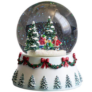 OEM al por mayor de la resina de invierno Navidad pueblo miniatura bola de nieve decoración globo de agua Navidad blanco globo de nieve - Product Image 4