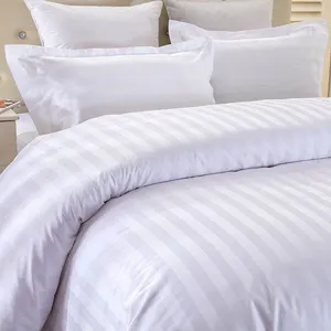 Tc and 100% cotton hotel bedsheet fabric pre-shrinking 1-3cm stripe bedding set fabric comforter 133*86 fabric