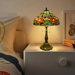<span class=keywords><strong>Lampe</strong></span> de table de 16 pouces, <span class=keywords><strong>lampe</strong></span> de salon et de chambre à coucher de style rétro américain, <span class=keywords><strong>lampe</strong></span> de bureau en verre coloré luxueuse pour villa et hôtel - Product Image 2