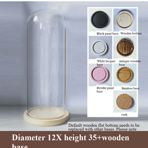 Campana de Cristal Decorativa Ecológica de 12 cm de Diámetro y 12-35 cm de Altura, Base de <span class=keywords><strong>Madera</strong></span> Maciza, Decoración para el Hogar Reciclable y Personalizable - Product Image 6