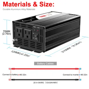 CNSWIPOWER 600W/1200W Peak Pure Sine Wave Power Inverter 24 Volt DC To AC 120V Suitable For 24V Vehicles