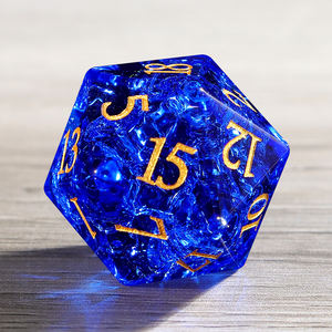 Vente en gros d'usine, dés polyédriques D&D, cristal de verre K9 bleu foncé éclatant, pierre précieuse, jeu de dés de 7 pièces, logo personnalisé, donjons - Product Image 1