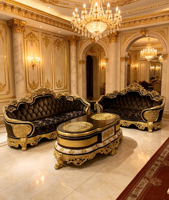 Meubles de salon classiques pour hôtel de luxe, villa personnalisée, ensemble de canapés 6-7 places avec table basse