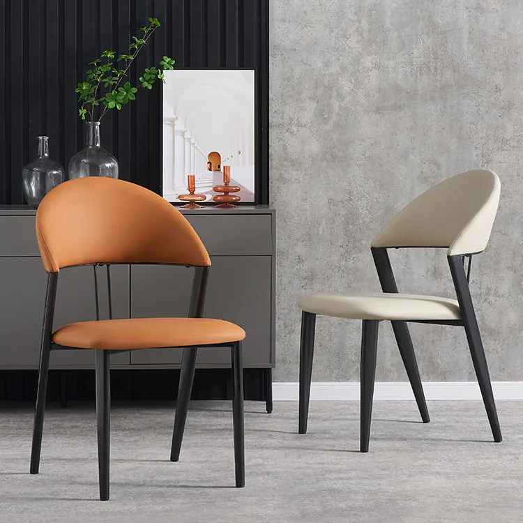 Eetkamerstoel Metalen Luxe Goedkope Dinning Home Restaurant Set Kamer Meubels Nordic Modern Eetkamerstoelen Leer Voor Eettafel