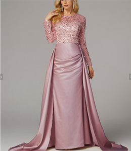 Vestido de Noche Metálico Elegante Estilo Reina con Mangas para Banquete Europeo de Mujeres 2026 - Product Image 4