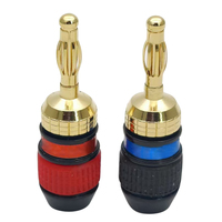 Connecteur de borne plaqué or pour amplificateur de haut-parleur, prise banane avec vis et embout de soudure pour câble