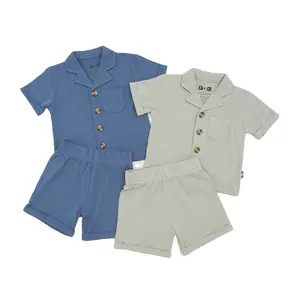 Customized Print Designs MODAL Baby Clothing Set Unisex Summer Short Top Romper With Short Shoulder Straps 2pcs Set