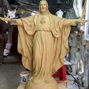 고품질 인물 동상 실물 크기 조각 종교 청동 황동 명상 예수 그리스도 조각