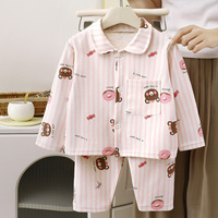 Ensemble de pyjamas pour enfants automne-hiver, garçons et filles, manches longues, imprimé cartoon, vêtements de détente, pyjama deux pièces, unisexe, vente en gros pour enfants