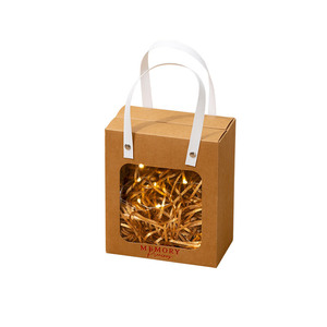 Sac en papier <span class=keywords><strong>Kraft</strong></span> avec fenêtre, impression personnalisée de votre propre Logo, sac en papier artisanal avec poignée - Product Image 1