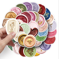 Autocollants de sceau de cire de dessin animé Vintage personnalisés 50 pièces décalcomanies étanches pour tasses/revues quantité minimale de commande 50 ensembles fournitures de Scrapbooking bricolage