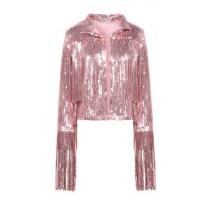 Women's Tassel <strong>Sequin</strong> <strong>Jacket</strong> <strong>Silver</strong> Reflective Festival Rave Fringe <strong>Jacket</strong> for Women Boho Party - Product Image 5