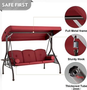 3 posti moderno telaio in acciaio tessuto esterno portico oscillazione con baldacchino regolabile e Stand per uso camera da letto e Hotel - Product Image 2