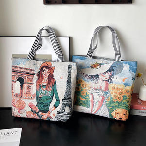 Sac fourre-tout MXM en jacquard, broderie artistique pour femme, sac à bandoulière portable pour le shopping, fermeture éclair, motif unilatéral, vente en gros - Product Image 1