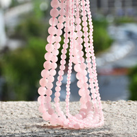 Collier en pierre de quartz rose de 8 mm en gros pour femmes, bijoux de mode porte-bonheur, cadeau, collier de perles de pierre naturelle réglable