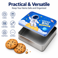 Boîte à biscuits rectangulaire personnalisée en métal de qualité alimentaire pour emballage cadeau de bonbons, vente en gros OEM
