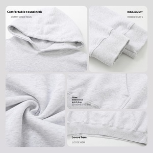Maglione <span class=keywords><strong>con</strong></span> cappuccio in cotone pesante 500g per uomo e donna cappellino da Baseball personalizzato tinta unita - Product Image 2