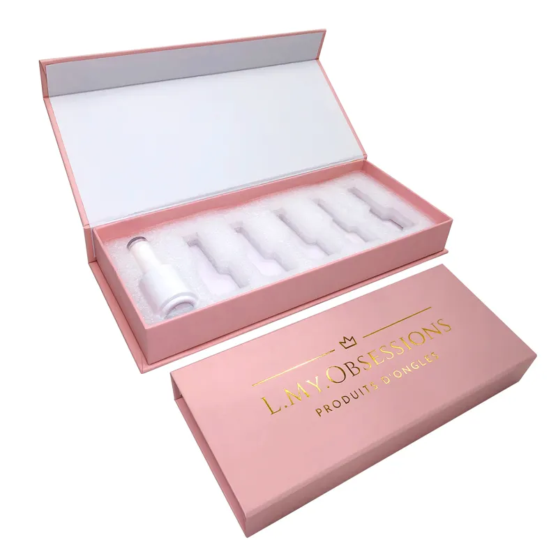 Bán Buôn Tùy Chỉnh In Giấy Màu Hồng Bao Bì Hộp Rỗng Gel Nail Care Hộp Set Nail Polish Bao Bì Hộp