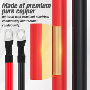 New DAIER 4 AWG 12V Silicone <b>Battery</b> Power Inverter Cable 4FT 3/8" Lug Pure Copper Replacement Cables for Solar Automotive - Product Image 4