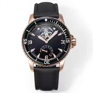 Reloj de Lujo para Hombre de Alta Calidad OEM con Tourbillon Automático, Reserva de Marcha, Cristal de Zafiro, Caja de Oro Rosa, Esfera Negra y Correa de Lona Negra - Product Image 1