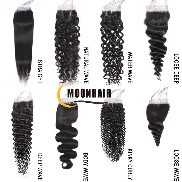 Hot sell moonhair, aligned cuticle hair, closure