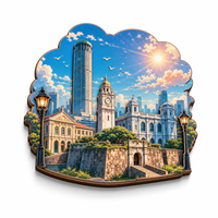 Aimants de réfrigérateur personnalisés en MDF 3D avec design anime, souvenirs touristiques de Penang, impression détaillée de plusieurs monuments