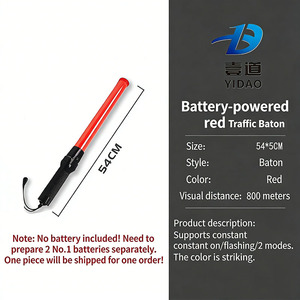 Bastón de Señalización de Tráfico Portátil de 54 cm de Buena Calidad, con Batería, Luz LED Roja Intermitente, Bastón de Advertencia de Seguridad - Product Image 2