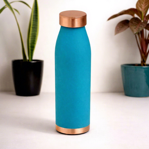 Curio Craft Minimalist Copper <b>Water</b> <b>Bottle</b> Black Matte Finish Reusable Portable Travel Drinkware with Lid Included - Product Image 1