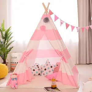 Vendita calda di alta qualità coperta cornice cotone Dei Bambini della tela di teepee tenda del gioco tenda Del Capretto