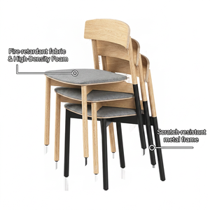 ATWOKA Commercial Modern <strong>Stackable</strong> Wooden <strong>Dining</strong> <strong>Chair</strong> Premium Bentwood Fabric Cushion Restaurant <strong>Chairs</strong> for Hotel Project - Product Image 3