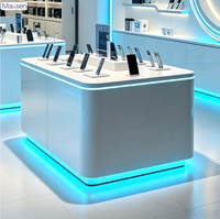 Comptoir d'exposition LED Tech Style pour téléphones portables, table de démonstration pour smartphones et écouteurs, vitrine électronique pour magasin de détail