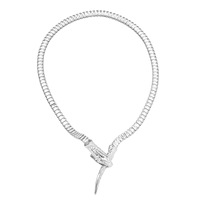 Collier court en laiton unisexe style hip-hop punk avec zircon en forme de serpent, bijoux de mode