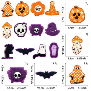 Parches Bordados de Chenilla Personalizados para Halloween, Parches Termoadhesivos de Calaveras y Fantasmas para Ropa - Product Image 3