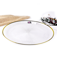 Assiettes de service en verre à motif soleil, bord doré, luxe abordable, plusieurs tailles, transparentes, pour fruits et salades, pour la maison et les fêtes