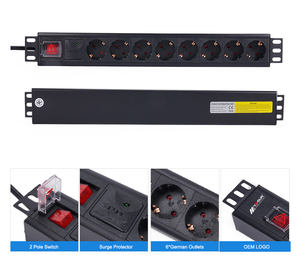 Diseño gratuito 1.5U Black Server Racks Rack Alemania <span class=keywords><strong>8</strong></span> Outlets Rack Unidad de distribución de energía PDU con muestra dentro de 7 días - Product Image 5