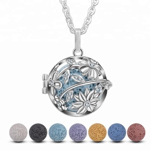 925 China de plata regalo de madre luminosa difusor de aromaterapia bola gargantilla de latón collar de la joyería - Product Image 1