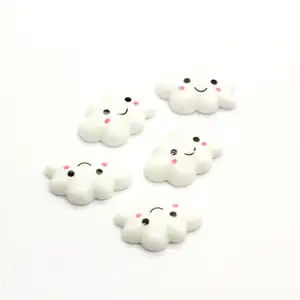 Baba encantos blanco dibujos animados pequeña sonrisa nube 14mm x 22mm Flatback cabujón resina decoración adornos Scrapbooking DIY