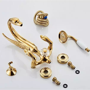 Douche murale rétro européenne en forme de cygne doré avec douchette téléphonique HD-TF020 Swan - Product Image 6