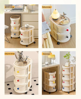 Chariot de rangement en plastique à 2, 3, 4 ou 5 niveaux avec roulettes pour snacks, boissons, jouets, livres, pour salon et cuisine