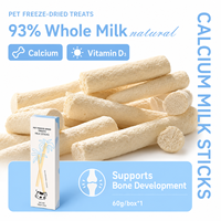 Bâtonnets de lait entier lyophilisé pour animaux de compagnie à 98 % avec calcium, probiotiques et lactoferrine pour chats et chiens 60g