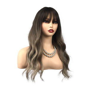 Perruque à dentelle frontale HY pour femmes noires # 1B/103 Cheveux synthétiques résistants à la chaleur, racines foncées, <span class=keywords><strong>blond</strong></span> miel, raie libre - Product Image 4