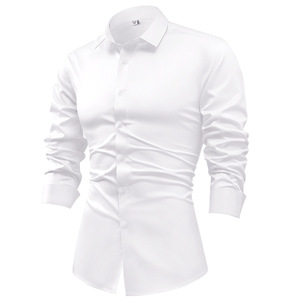 <span class=keywords><strong>Camicia</strong></span> Casual da <span class=keywords><strong>uomo</strong></span> 2025 autunno alla moda taglie forti a maniche lunghe antirughe traspirante con risvolto monopetto da lavoro Casual - Product Image 3