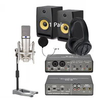 Ensemble de microphone de bureau filaire tout-en-un pour streaming, en métal et plastique, avec haut-parleur intégré et support de bureau pour la diffusion en ligne