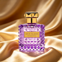 Botella de Perfume de Lujo Personalizada en Color Morado, 50ml 100ml, con Caja de Diseño Lujoso y Pulverizador de Niebla Fina