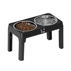Station d'alimentation double en acier inoxydable réglable et surélevée pour chiens de taille moyenne à grande, pliable et facile à nettoyer - Product Image 1