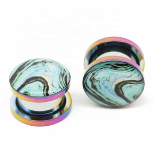 ONDA <span class=keywords><strong>foto</strong></span> incrustaciones Arco Iris carne túneles y tapones cuerpo joyería - Product Image 3