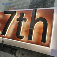 Signe HS usine publicité éclairage lumière extérieure LED lettre magasin signe 3d lumineux grain de bois peinture signe électronique