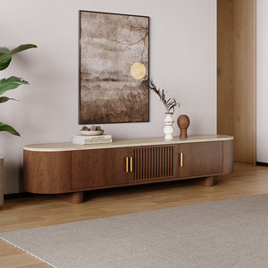 Mueble de TV de Madera Maciza Estilo Wabi-Sabi para Montar en la Pared con Almacenamiento para Sala de Estar en Apartamentos Pequeños - Product Image 6